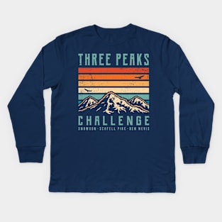 3 Peaks Challenge - Retro Kids Long Sleeve T-Shirt